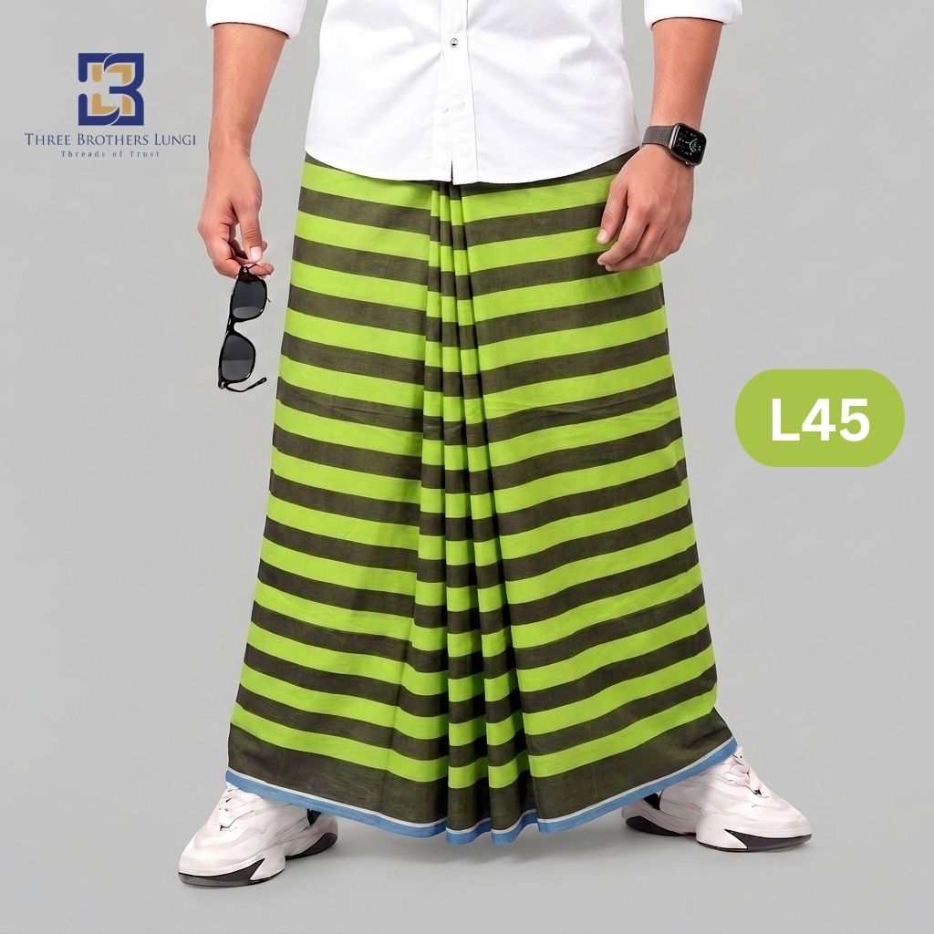 L45 Soft Cotton Plain Check Lungi L45 - Image 1