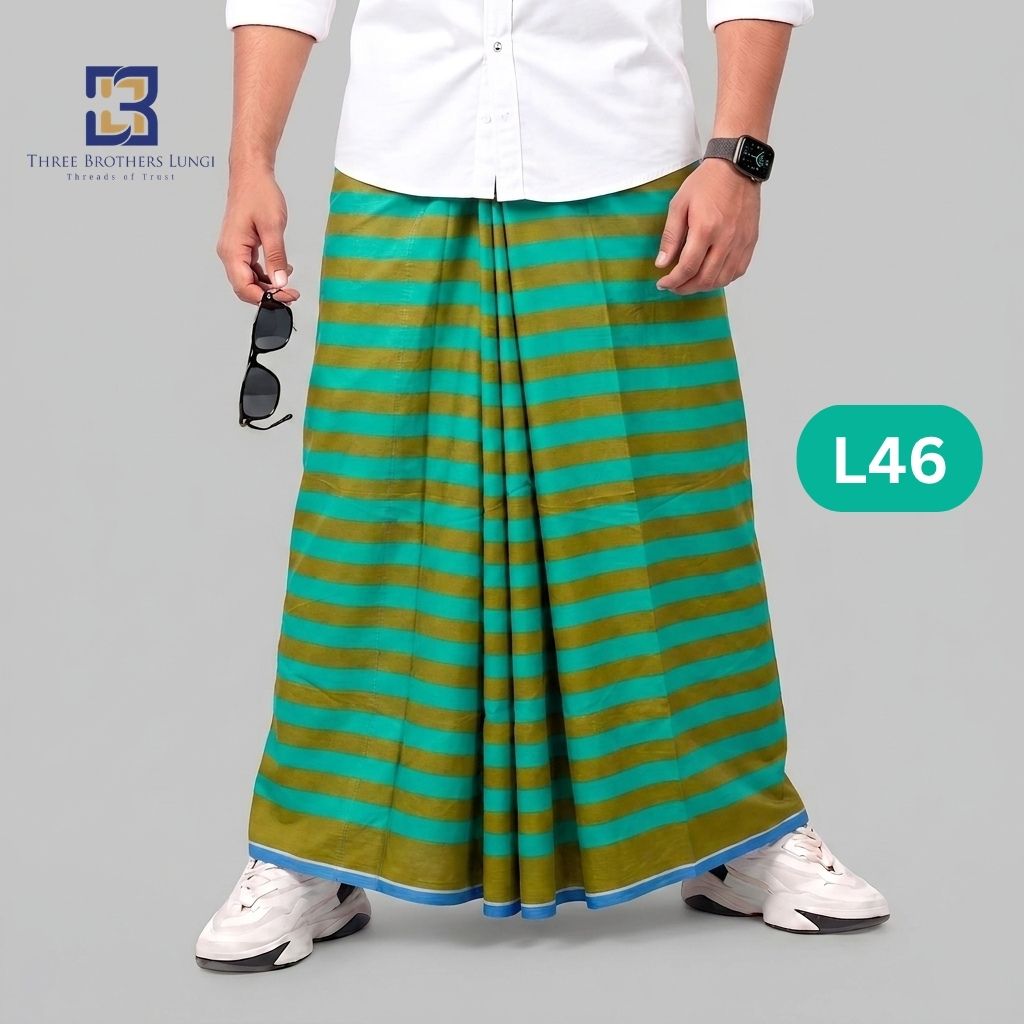 L46 Soft Cotton Plain Check Lungi L46 - Image 1