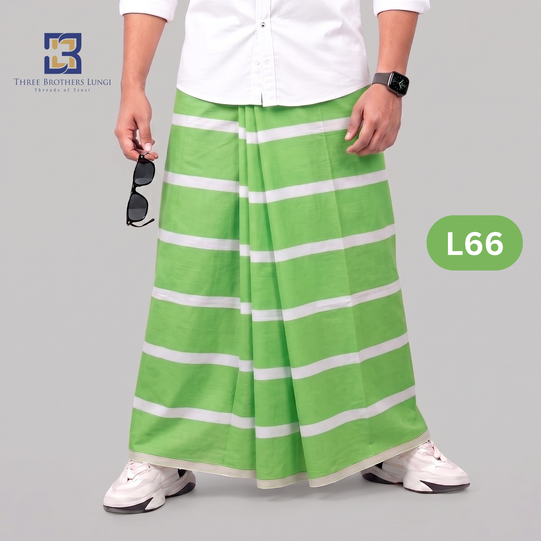 L66 Soft Cotton Plain Check Lungi L66 - Image 1